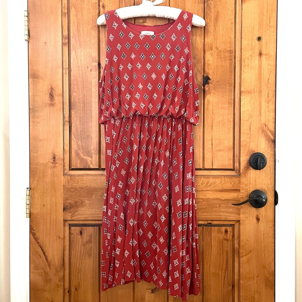 ANN TAYLOR Loft Aztec-motif dress, size LP - Picture 3 of 10
